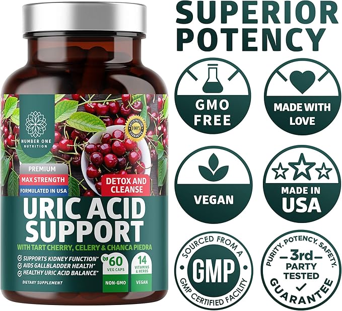 Number One Nutrition N1N Premium D-Mannose with Cranberry & Hibiscus [1350mg], 120 Capsules, and Uric Acid Support with 14 Potent Herbs, 60 Capsules, 2 Pack Bundle