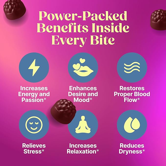 Libido Booster for Women Intimacy Gummies - Increase Passion, Desire, Mood & Excitement, Relieve Stress, Reduce Dryness & Heighten Sensitivity, KSM-66 Ashwagandha Aphrodisiac & Arousal Supplements