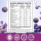 Iron Supplement Gummies for Kids - with Calcium, Zinc, Kids Multivitamin with Iron Gummies - Immune Support, Blood Builder & Energy Support for Iron Deficiency, Anemia, Vegan - 60 Count Grape Flavor