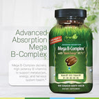 Irwin Naturals Mega B-Complex - 60 Liquid Softgels - Vitamin B Complex with Vitamin B12, Folate B9, Biotin B7, B1, B2, B3, B5, B6, and Quick Energy MCTs