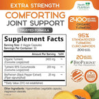 Turmeric Curcumin Supplement 2600mg - 95% Curcuminoids with Organic Turmeric & BioPerine Black Pepper for Best Absorption, Nature's Vegan Joint Support, Non-GMO Tumeric, Bottled in USA - 120 Capsules