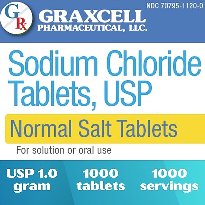 Sodium Chloride Tablets 1gm | Electrolyte Salt Pills for POTS Syndrome and Dysautonomia Support | Rapid Rehydration, Natural Ingredients | (15.4gr.) | 1000 Count | Made in The USA