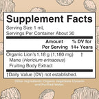 MaryRuth Organics Lions Mane Mushroom Supplement, Up to 1 Month Supply, Nootropic USDA Organic Lions Mane Extract Nervine Herbal Liquid Drops, Brain Health Non-GMO Vegan Alcohol Free Tincture, 1 Fl Oz