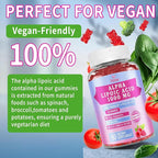 (2 Packs) Alpha Lipoic Acid Gummies 1000Mg with Vitamin B1, B12, A, E - High Absorption Sugar Free Chewable ALA Supplement for Energy Support,Raspberry Flavor, 60 Gummies