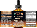 Vitamin D3 K2 USDA Organic Drops - Vitamin D3 10000 IU & K2 as MK-7 120mcg - Immune & Mood Support, Bone & Teeth Health - Sugar-Free Orange Flavor - Liquid Supplement - Made in USA - 2 FL OZ, 60 Days