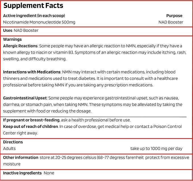 Probase Nutrition Longevity Pure NMN Powder 40 Grams - Ultra-Pure, Fully Stabilized, Pharmaceutical Grade NMN to Boost NAD+, Nicotinamide Mononucleotide Powder Supplement