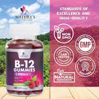 Vitamin B12 Energy Gummies - 3000 mcg per Serving Extra Strength B 12 Gummy for Metabolism & Immune System Support - Chewable Dietary B12 Supplements, Caffeine Free Gummy Vitamin - 60 Gummies