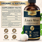 2 Pack*90ml Lions Mane Liquid Drops Organic Mushrooms Supplement with L-Theanine Lemon Balm Lion's Mane Extract Drop for Adults Brain Support for Memory Focus Clarity Free of Alcohol Sugar Tasteless