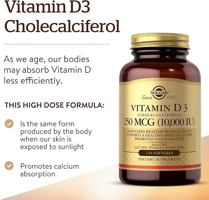 Solgar Vitamin D3 (Cholecalciferol) 10,000IU 120 Softgel