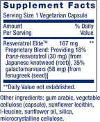 Life Extension Resveratrol Elite, Trans-resveratrol, Healthy Aging, Cardiovascular Health, Brain Health, oxidative Stress, Gluten-Free, Non-GMO, Vegetarian, 30 Capsules