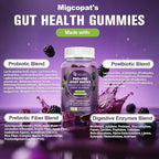 Migcopat Pre Post Probiotics Gummies, Probiotic Prebiotic Postbiotic Digestive Enzymes with Fiber, 120 Billion CFU Probiotics for Gut Health, Sugar Free, Vegan, BlackBerry Flavor, 120 Cts