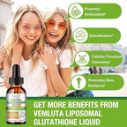 2 Pack 3000mg Liposomal Glutathione Liquid Drops, 98% Absorption Liposomal Glutathione with Vitamin C for Women, Glutathione Liposomal Supplement, Powerful Antioxidant Complex for Immune System, Liver