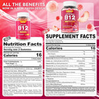 Methyl B12 Gummies 5000 mcg 10000 mcg w/L-Methylfolate, B6, D3 Vitamin C, Lion's Mane Mushroom, L-Theanine, CoQ10, Extra Strength Vitamin B12 Gummies Supplement - Energy, Focus, Brain & Immunity 1Pack