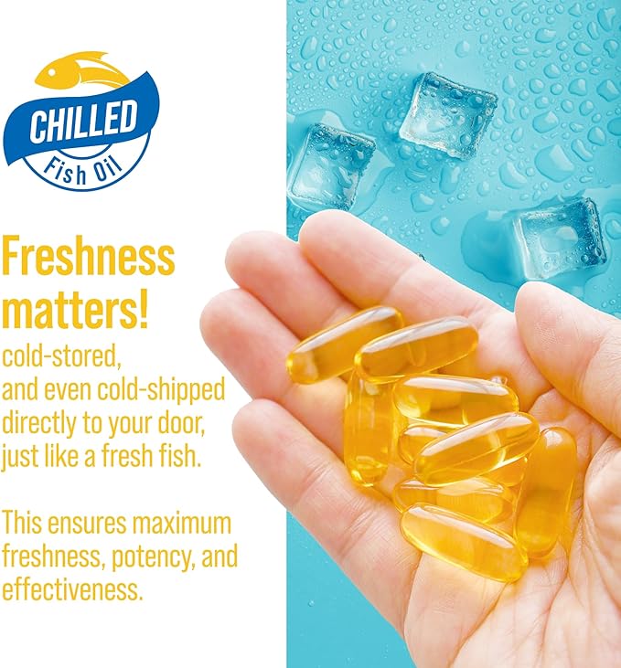 No more Omega 3 fish oil Oxidation Problem, We solved it with Cold-Packed for Freshness & Potency. Triple Strength, Chilled, Heavy Metal Free Omega 3 Supplement for Heart & Brain Support, 100 Softgels