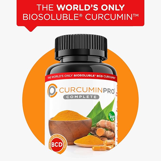 curcuminpro Complete BCD | 30 Day Supply | World's Only BioSoluble Vegan Beta Cyclodextrin & Organic Turmeric Curcumin | Natural Joint & Muscle Support | Vegan | 60 Count
