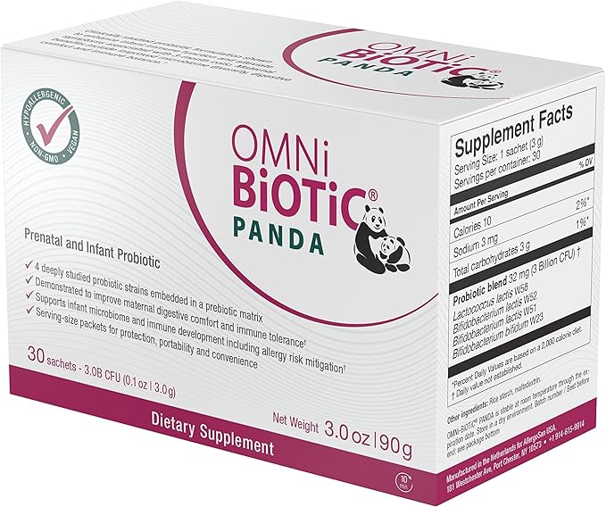 OMNi BiOTiC Panda - Probiotic for Mom and Baby - Prenatal and Infant Probiotic – Gut Health & Immune System Support – Vegan and Hypoallergenic - Non-GMO (1 Pack)