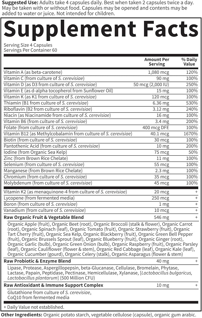 Garden of Life Multivitamin for Men - Vitamin Code 50 & Wiser Men's Raw Whole Food Vitamin Supplement with Probiotics, Vegetarian, 240 Capsules,(Pack of 2)