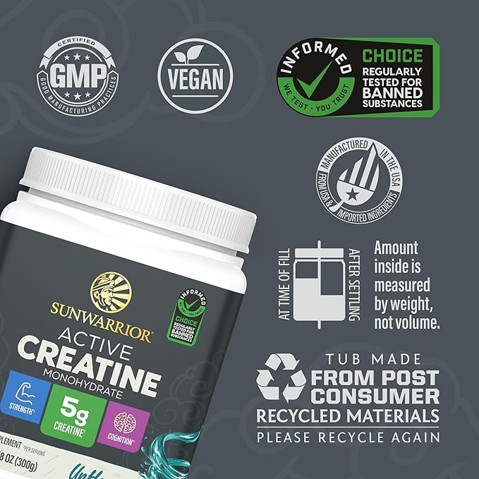 Creatine Monohydrate Powder Micronized PreWorkout Recovery Supplement | Support Muscle Building Strength Training Cognition | Vegan & Keto Friendly Easily Mixes (60 Serving) Unflavored Active Creatine