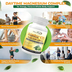 MoxyVites MagniRise™ AM– Magnesium Complex for Women & Men - 200mg Magnesium Bisglycinate, Malate, Citrate, B6, Organic SuperGreens – Chelated, High Absorption – Pairs with MagniRest™ PM – 60 Capsules