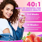 softbear Inositol Supplement for Women, Myo-Inositol & D-Chiro Inositol Gummies Ideal 40:1 Ratio for Female Health & Wellness, Sugar-Free/Veagn/GMO-Free, Strawberry Flavor, 60 Count
