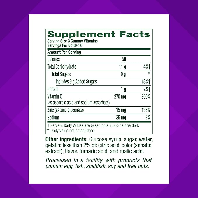 Vitafusion Power Zinc Gummy Vitamins, Strawberry Tangerine Flavored Immune Support (1), 90 Count