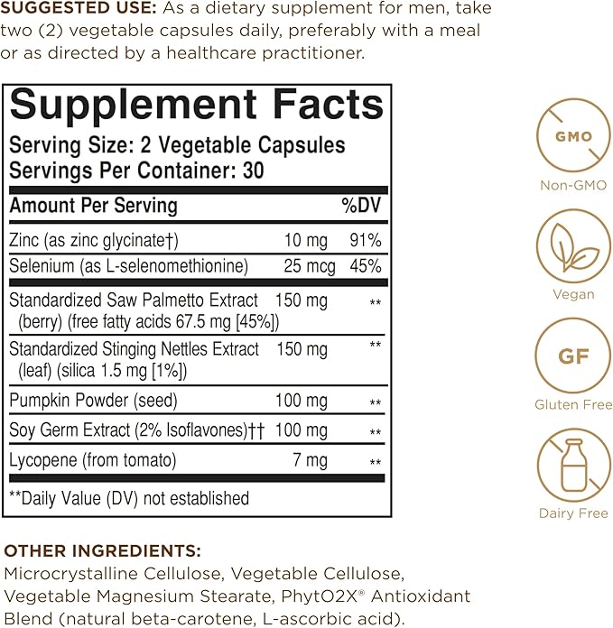 Solgar Prostate Support Vegetable Capsules, 60 Count