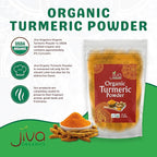 Jiva Organic Turmeric Powder 7 oz - Packaged in Resealable Bag, 100% Raw with Tumeric Powdered Organic, Turmeric Curcumin Powder, Origins from India