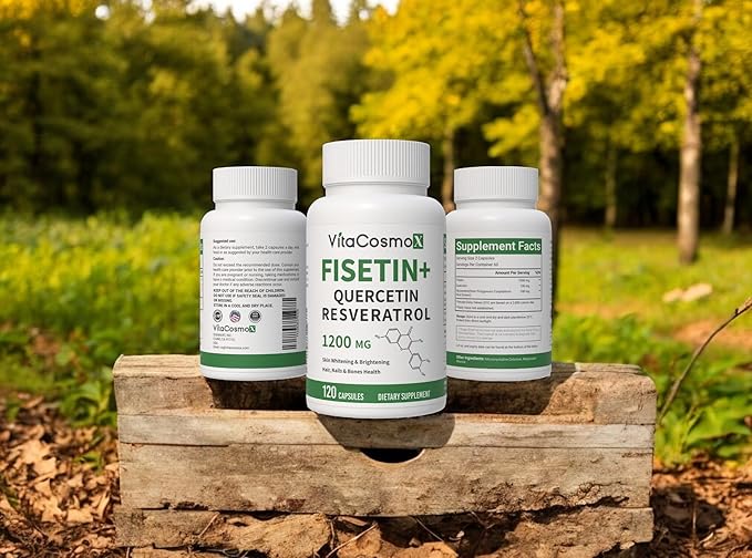 Fisetin Quercetin Resveratrol Supplement, 1,200 mg, 120 Veggie Capsules 100% Vegetarian, Non-GMO & Gluten Free