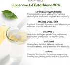 Double Toning White Liposome Glutathione Korean Beauty Supplement – Liposomal L-Glutathione, Vitamin C 500 mg, Vitamin E, Biotin & Fish Collagen 500 mg, Lime-Lemon Flavor – 30 Packets