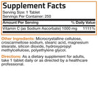 Bronson Sodium Ascorbate Non Acidic Vitamin C 1000 Mg Tablets - Gentle On The Stomach - Immune System Booster - Powerful Antioxidant - Non GMO Vitamin C Supplement, 250 Count