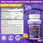 NEVISS 1Pack 60mg Melatonin Liposomal for Adults, High Dose Deep Rest & Brain Cognition, Extra Strength with Vitamin D3, K2, Chamomile for Sound Zzz Cycle, Power Antioxidant, 75 Softgels