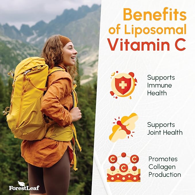 ForestLeaf Liposomal Vitamin C 1400mg Capsules | High Dose Vitamin C Liposomal Supplement w Coconut Oil Fatty Acids | Fast Absorption | Immune Support, Antioxidant, Collagen Production | 240 Vegan Cap