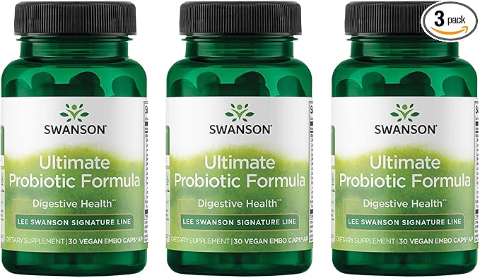 Swanson Ultimate Probiotic Formula Digestive Health Immune System Support 66 Billion CFU Prebiotic NutraFlora scFOS 30 DRcaps Veggie Capsules (Caps) (3 Pack)
