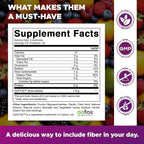 Vitamatic Prebiotic Fiber Gummies for Adults – 4 Pack (Total 120 Gummies) 7g Fiber per Serving | Extra Strength | Zero Sugar Added | Pectin-Based | Digestive Health & Regularity Support