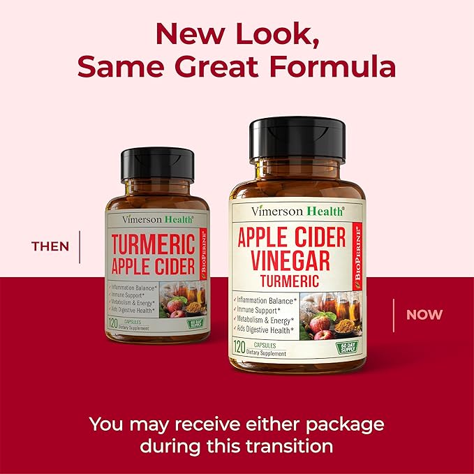 Organic Apple Cider Vinegar with Turmeric Curcumin Supplement & Ginger for Digestive Health, Metabolism, Energy & Joint Support – Organic Turmeric & Apple Cider Vinegar Capsules – 120 Vegan Capsules