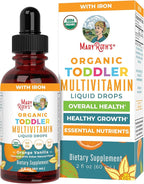 MARYRUTH'S Organics Multivitamin & Multimineral with Iron for Toddlers | USDA Organic | Sugar Free | Multivitamin Liquid Drops for Kids Ages 1-3 | Immune Support | Vegan | Non-GMO | 2 Fl Oz