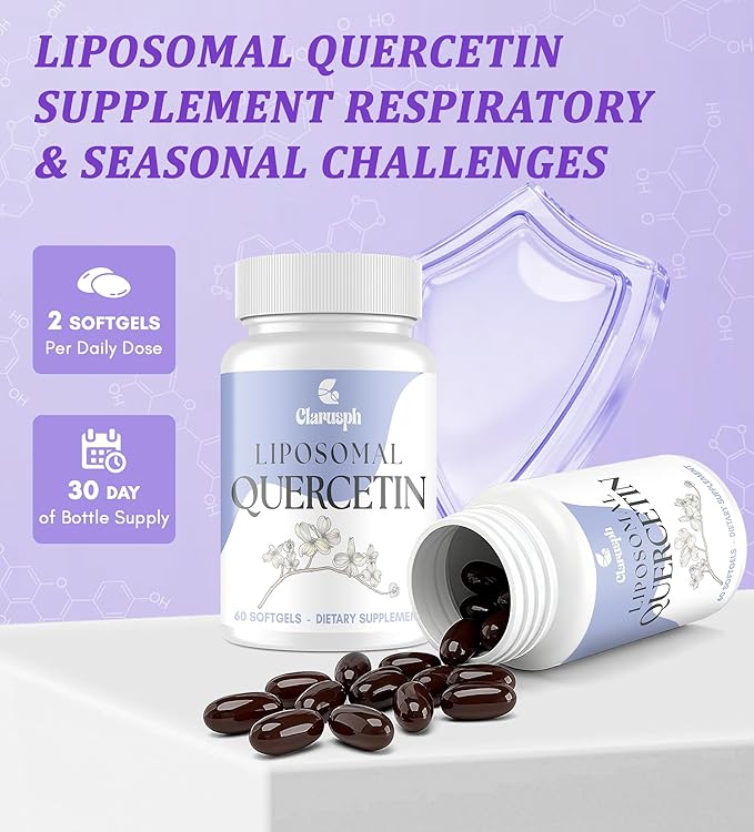 Quercetin with Bromelain | Liposomal Quercetin Supplements with Higher Absorption for Respiratory & Immunity* | Quercitin 1000mg with Vitamin C & Zinc, 120 Softgels (60 Day Supply)