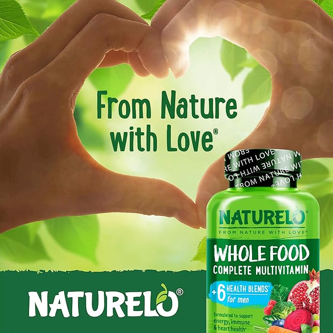 NATURELO Mens Multivitamins - Whole Food Multivitamin for Men with Vitamins, Minerals - 240 Vegetarian Capsules for Energy, Brain, Heart, Eye Health* (Pack of 2)