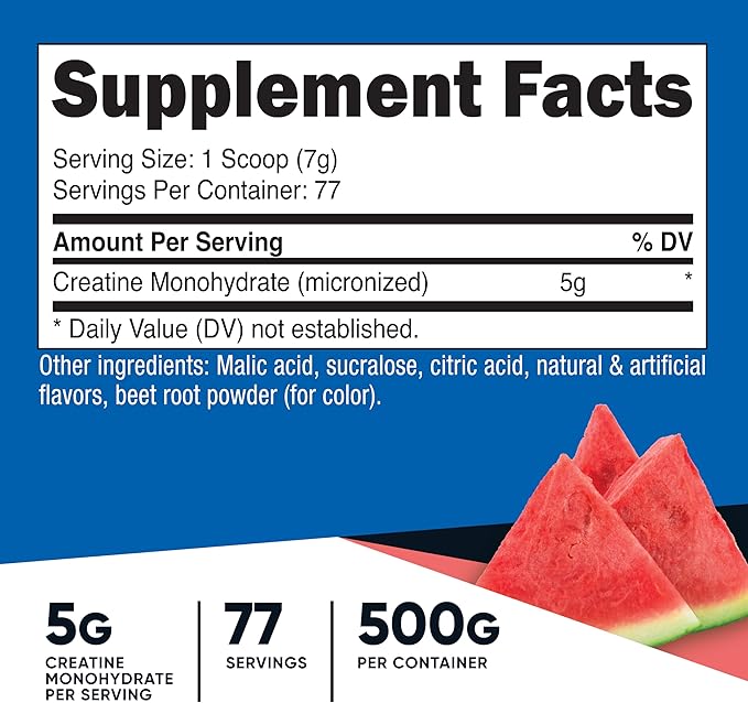 Nutricost Creatine Monohydrate Powder (Watermelon, 500 Gram) - Micronized Creatine Supplement - Vegan, Non-GMO, Gluten Free (Pack of 2)