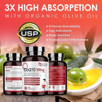 NATURE TARGET CoQ10-100mg-Softgels with 10mg PQQ - High Absorption Coenzyme-Q10 with Organic-Olive-Oil - Antioxidant for Heart & Brain Health, Cellular-Energy-Production, 120 Servings