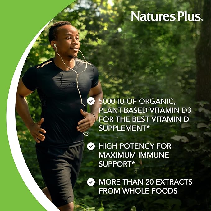 NaturesPlus Source of Life Garden Vitamin D3 - 60 Capsules, Pack of 3 - Immune System Support - USDA Certified Organic, Non-GMO, Vegan, Gluten Free - 90 Total Servings
