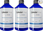 Colloidal Silver Liquid - 12 PPM Premium Silver Solution, 60 MCG Per Serving, All Natural, Vegan Immune System Support, Ionic Silver Water Daily Mineral Supplement (3-16 Fl oz Bottles)