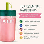 Beam Kids Multivitamin Powder – Kids Vitamins with Greens, Probiotic & Prebiotic, Immune Support for Children & Toddlers, No Artificial Sweeteners, for Picky Eaters, 20 Servings, Strawberry Flavor