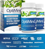 Optimind Brain Supplement for Memory and Focus, Nootropic with Synapsa®, Phosphatidylserine, Vitamin B1 B12, Non-GMO, Mental Clarity, Cognitive Support, Clinically Studied Ingredients, 64 Capsules