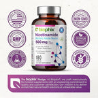 biophix B-3 Nicotinamide 500 mg 180 Caps 2 Pack - Nicotinic Amide Niacin Natural Flush-Free Vitamin Formula - Supports Skin Cell Health