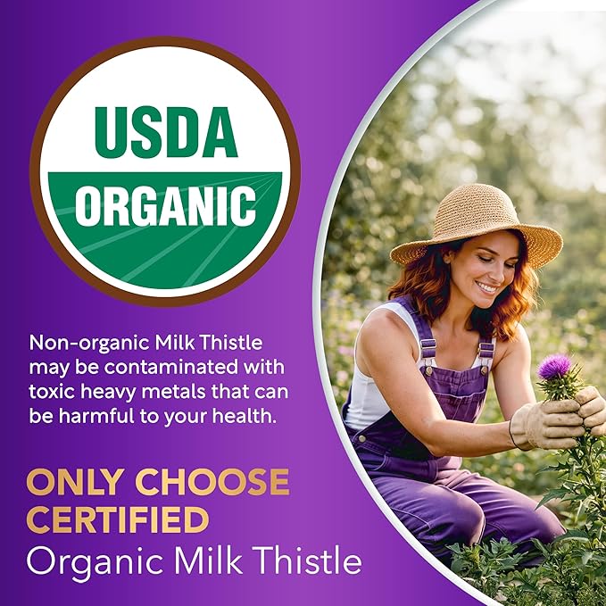 Milk Thistle Capsules 120 Counts, Premium Herbal Liver Support Formula, Non-GMO and Third-Party Tested, Supports Natural Detox, Cleanse & Repair