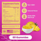 KITTYQUEEN Slippery Kitty Feminine Probiotic and Moisture Gummies, Pineapple Flavor, Women’s Probiotic Gummies for Vaginal Health, pH Balance, Odor Control, Flora Support and Moisture Boost, 60 Count