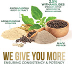 Ashwagandha Supplements - Premium Ashwagandha Capsule for Women & Men, Natural Antioxidant Support Ashwa Root Extract, Extra Strength Calm Support with Black Pepper, Vegan - USA Bottled - 180 Capsules