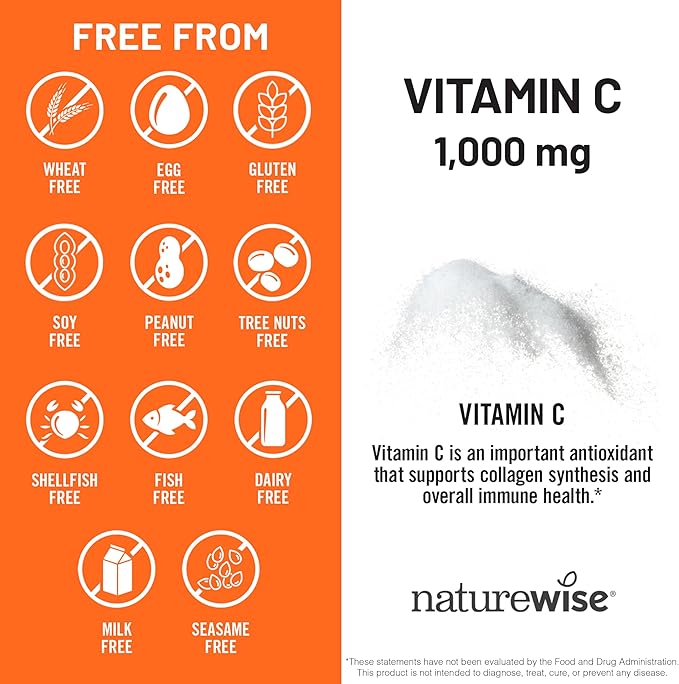 NatureWise Vitamin C 1000mg Capsules - Extra Strength Vegan Vitamin C for Daily Antioxidant & Immune Support - Non-GMO, USA Manufactured - 360 Capsules[360-Day Supply]