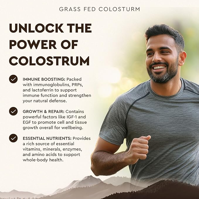 Ancestral Supplements Grass Fed Beef Colostrum Supplement, 3000 mg, Offers Immune Support and Promotes Gut Health, Athletic Performance, Healthy Iron Levels, Growth and Repair, Non GMO, 180 Capsules